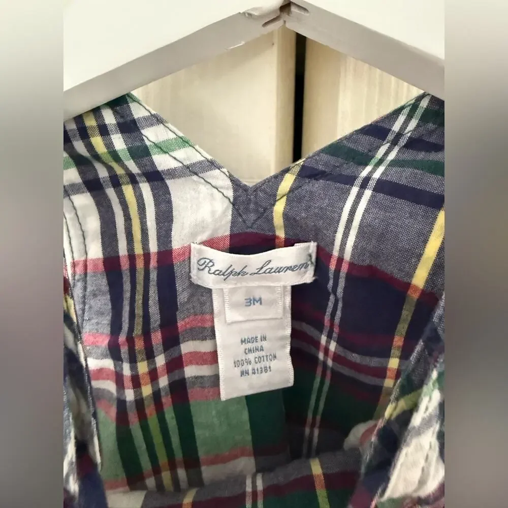 Ralph Lauren Baby Boy Plaid Overalls 3 Months Baby Outfit